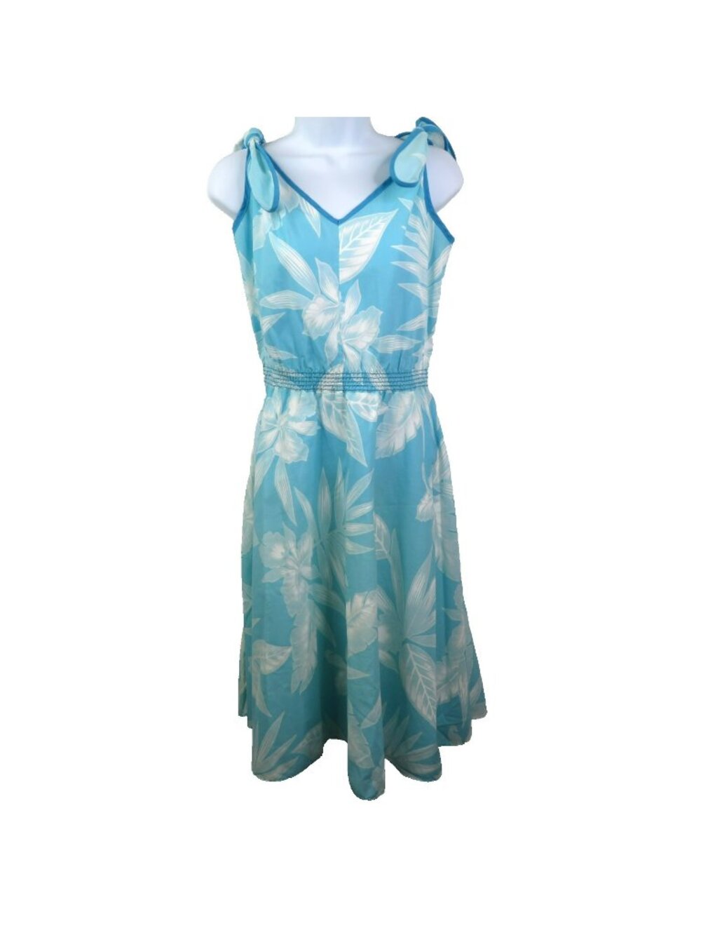 Kalena Fashions Hawaiian Dress Size M FLAWS Tie Sundress Blue Made in Hawaii